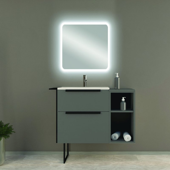 Тумба подвесная с раковиной Cezares Urban 75 см 55160, Grigio opaco - фото 2