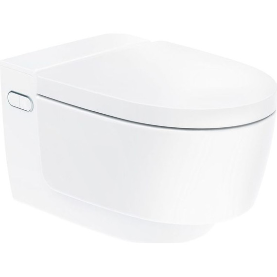 Унитаз-биде подвесной безободковый Geberit AquaClean Mera Classic 146.204.11.1 с крышкой микролифт (панель - белая) - фото 
