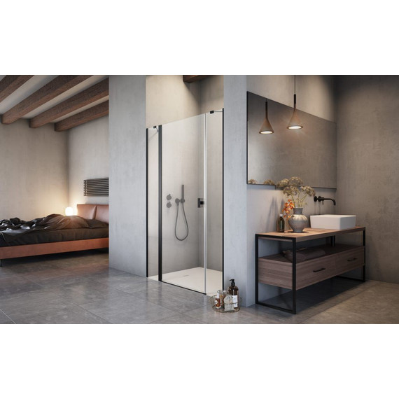 Душевая дверь Radaway Nes 8 Black DWJS 140 см L (стекло 8 мм), черный/прозрачное - фото 2