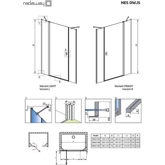 Душевая дверь Radaway Nes Black DWJS 120 см 10038120-54-01R, черный/прозрачное - фото 6