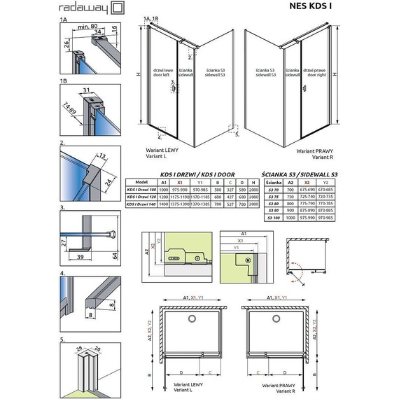 Душевое ограждение Radaway Nes Black KDS I 100x75 см L, черный/прозрачное - фото 7