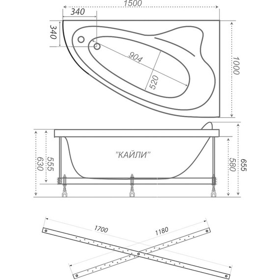 Ванна акриловая 1500х1000х625 Тритон Кайли L с каркасом - фото, картинка 9 Ванна акриловая 1500х1000х625 Тритон Кайли L с каркасом - фото 9