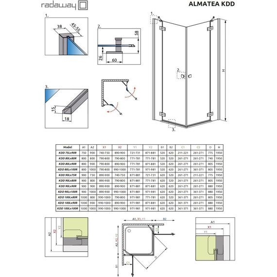 Душевое ограждение Radaway Almatea KDD 80x80 см 32162-01-01N, хром/прозрачное - фото 9
