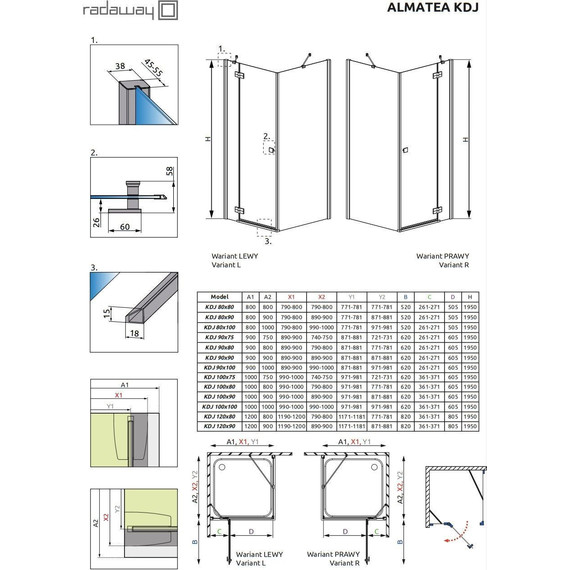 Душевое ограждение Radaway Almatea KDJ 90x75 см 32147-01-01NR, хром/прозрачное - фото 9