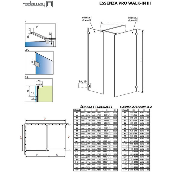 Душевое ограждение Radaway Essenza Pro Gold Walk-in III 100x80 см, золото/прозрачное - фото 6