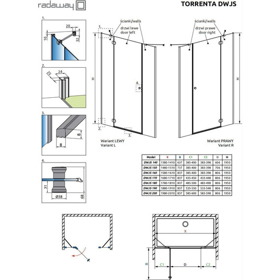 Душевая дверь Radaway Torrenta DWJS 150 см R, хром/прозрачное - фото 8