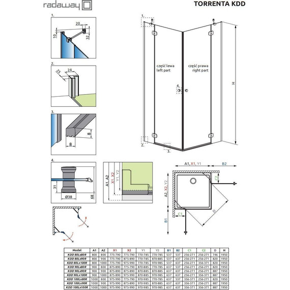 Душевое ограждение Radaway Torrenta KDD 100x80 см 132273-01-01L, хром/прозрачное - фото 9