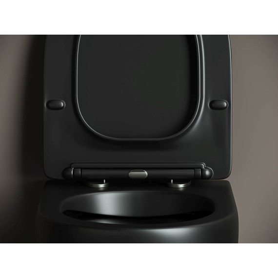 Унитаз подвесной Ceramicanova Metropol Rimless CN4002MB с тонкой крышкой микролифт, черный матовый, Цвет производителя: чёрный матовый - фото 7