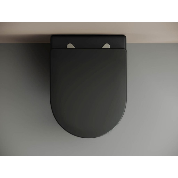 Унитаз подвесной Ceramicanova Metropol Rimless CN4002MB с тонкой крышкой микролифт, черный матовый, Цвет производителя: чёрный матовый - фото 9