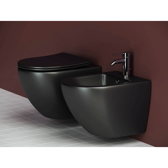 Унитаз подвесной Ceramicanova Metropol Rimless CN4002MB с тонкой крышкой микролифт, черный матовый, Цвет производителя: чёрный матовый - фото 11