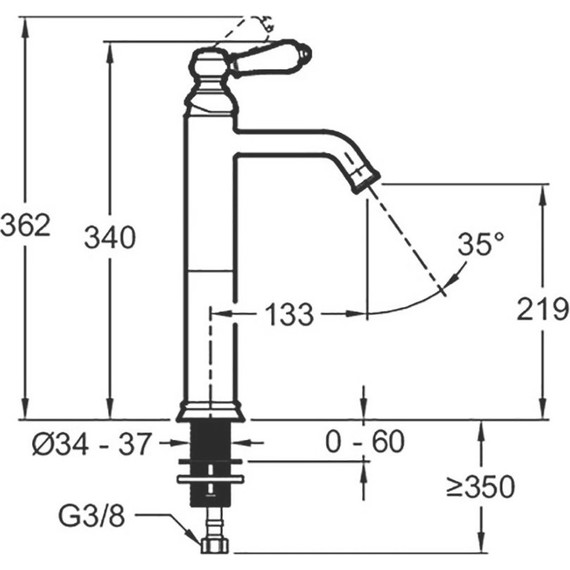 Смеситель для раковины высокий Jacob Delafon Louise E24361-BL, черный матовый - фото 3