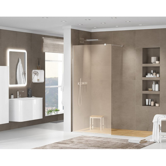 Душевая перегородка Cezares 110 см LIBERTA-L-1-110-BR-Cr (телескопический кронштейн, стекло 8 мм) хром/бронза - фото 2