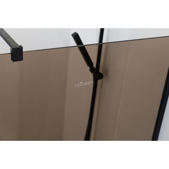 Душевая перегородка Cezares 80 см LIBERTA-L-1-80-BR-NERO (телескопический кронштейн, стекло 8 мм) черный/бронза - фото 5