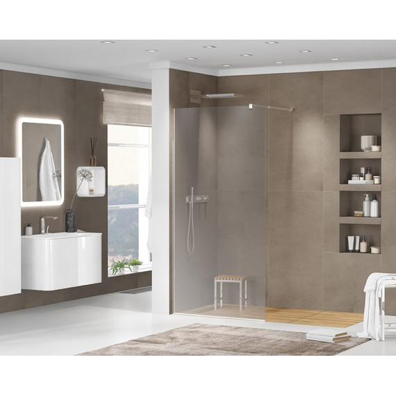 Душевая перегородка Cezares 90 см LIBERTA-L-1-90-GR-Cr (телескопический кронштейн, стекло 8 мм) хром/тонированное - фото 2