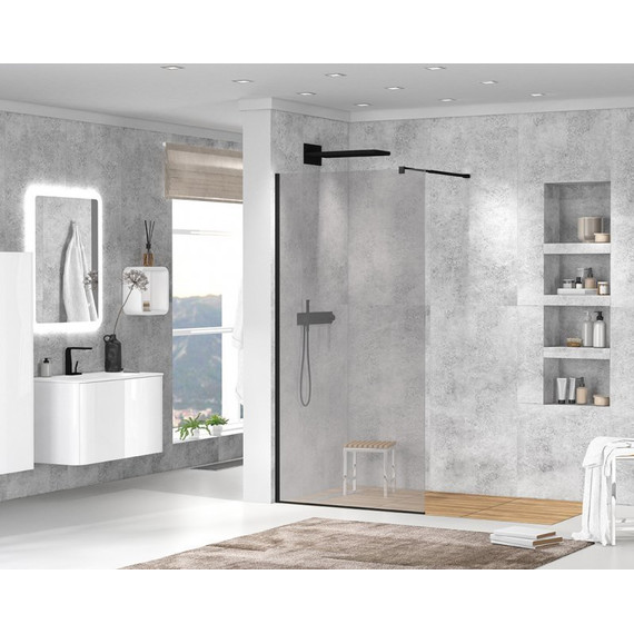 Душевая перегородка Cezares 80 см LIBERTA-L-1-80-GR-NERO (телескопический кронштейн, стекло 8 мм) черный/тонированное - фото 2