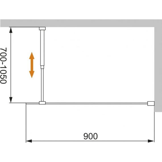 Душевая перегородка Cezares 90 см LIBERTA-L-1-90-C-NERO (телескопический кронштейн, стекло 8 мм) черный/прозрачное - фото 5