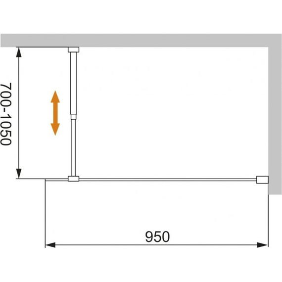 Душевая перегородка Cezares 95 см LIBERTA-L-1-95-C-NERO (телескопический кронштейн, стекло 8 мм) черный/прозрачное - фото 5