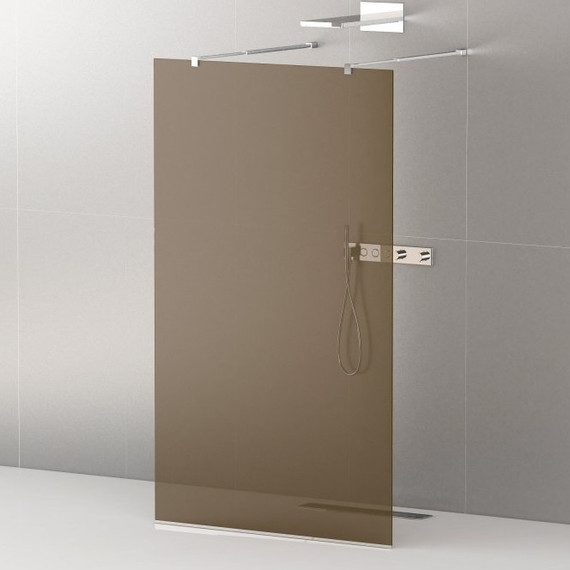 Душевая перегородка Cezares 90 см LIBERTA-L-2-90-BR-Cr (телескопические кронштейны, стекло 8 мм) хром/бронза - фото 