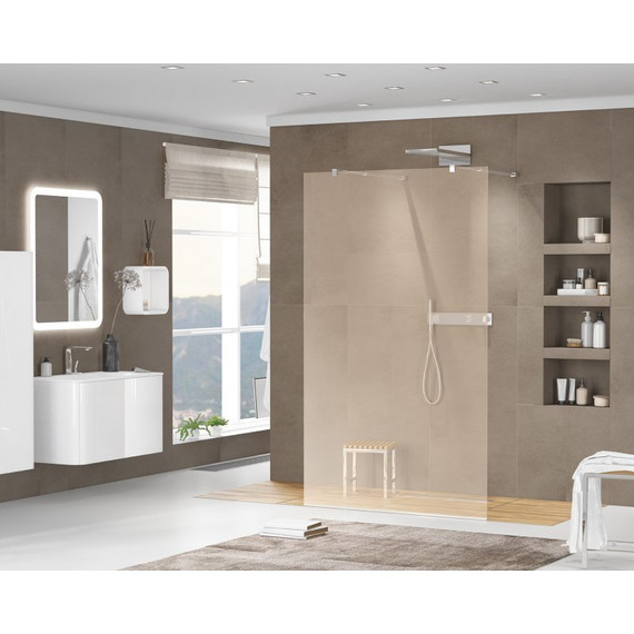 Душевая перегородка Cezares 120 см LIBERTA-L-2-120-BR-Cr (телескопические кронштейны, стекло 8 мм) хром/бронза - фото 2