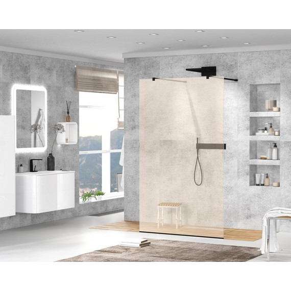 Душевая перегородка Cezares 80 см LIBERTA-L-2-80-BR-NERO (телескопические кронштейны, стекло 8 мм) черный/бронза - фото 2