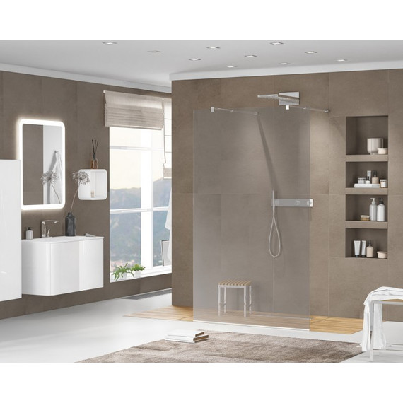 Душевая перегородка Cezares 100 см LIBERTA-L-2-100-GR-Cr (телескопические кронштейны, стекло 8 мм) хром/тонированное - фото 2