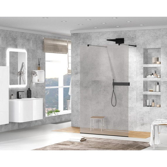 Душевая перегородка Cezares 80 см LIBERTA-L-2-80-GR-NERO (телескопические кронштейны, стекло 8 мм) черный/тонированное - фото 2