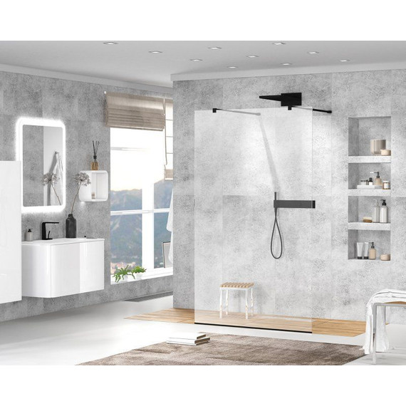 Душевая перегородка Cezares 115 см LIBERTA-L-2-115-C-NERO (телескопические кронштейны, стекло 8 мм) черный/прозрачное - фото 2