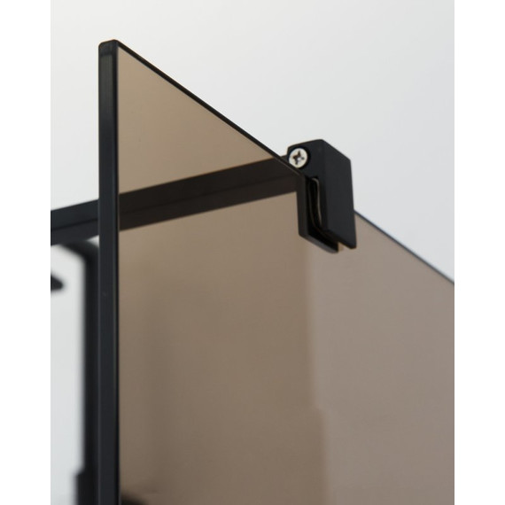 Душевая перегородка Cezares 90 см LIBERTA-L-2-90-BR-NERO (телескопические кронштейны, стекло 8 мм) черный/бронза - фото 3