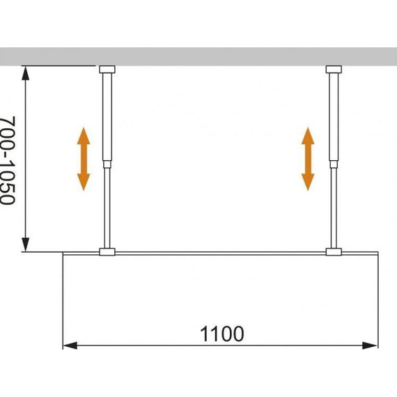 Душевая перегородка Cezares 110 см LIBERTA-L-2-110-BR-Cr (телескопические кронштейны, стекло 8 мм) хром/бронза - фото 5