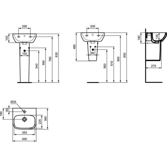 Раковина подвесная Ideal Standard I.Life A 40 см T470801 - фото 3