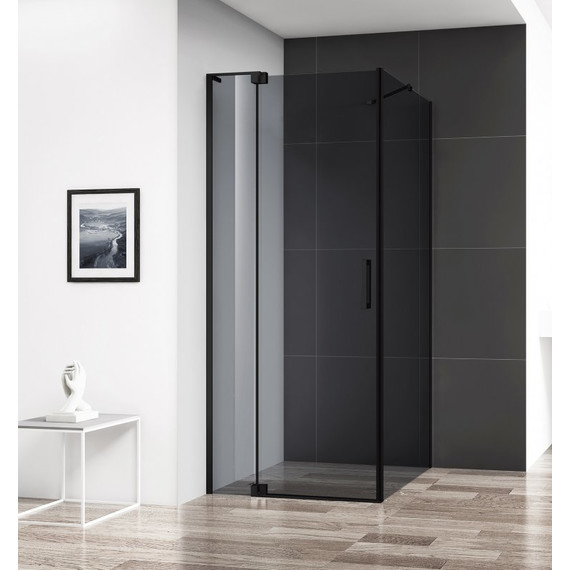 Душевое ограждение Cezares 80-90x90 см SLIDER-AH-1-90-80/90-GRIGIO-NERO (стекло 8 мм) черный/серое - фото 