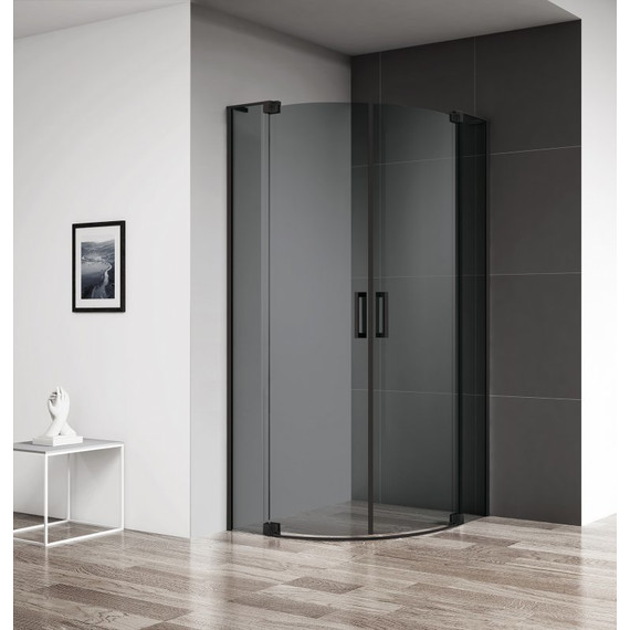 Душевое ограждение Cezares (90-100)x(90-100) см SLIDER-R-2-90/100-GRIGIO-NERO (стекло 8 мм) черный/серое - фото 