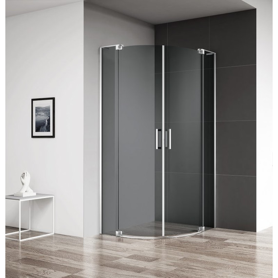 Душевое ограждение Cezares (90-100)x(90-100) см SLIDER-R-2-90/100-GRIGIO-Cr (стекло 8 мм) хром/серое - фото 