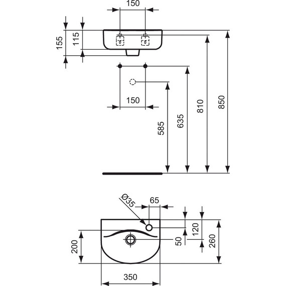 Раковина подвесная Ideal Standard Connect 35 см E791501 - фото 3