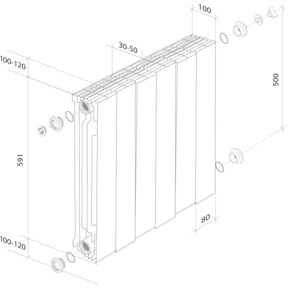 Радиатор Royal Thermo Piano Forte 500 VD Silver Satin 480х590 мм (6 секций) - фото 5