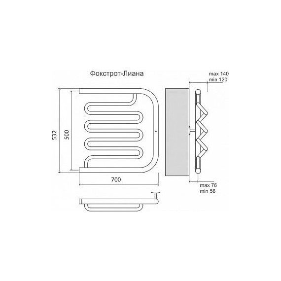 Полотенцесушитель водяной Terminus Фокстрот Лиана 500х700 мм 4620768880995 - фото 4
