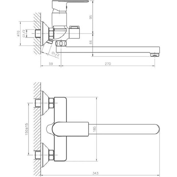 Смеситель для ванны Haiba HB22505-8, белый/хром - фото 2