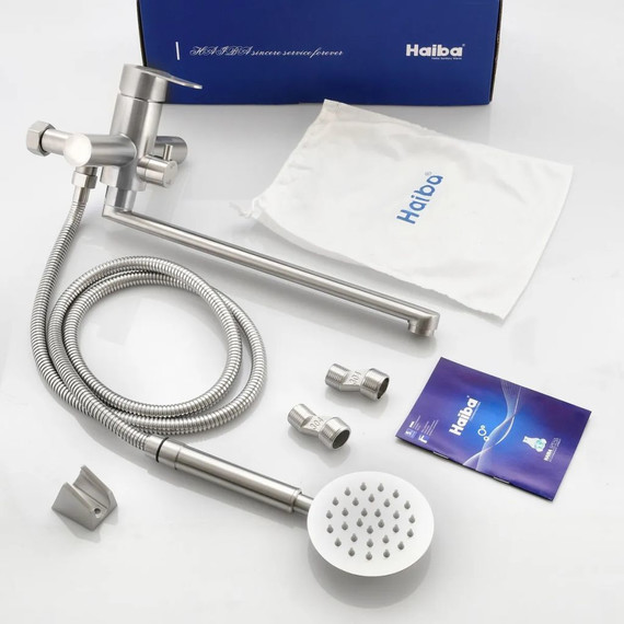 Смеситель для ванны Haiba HB22801, сатин - фото 2