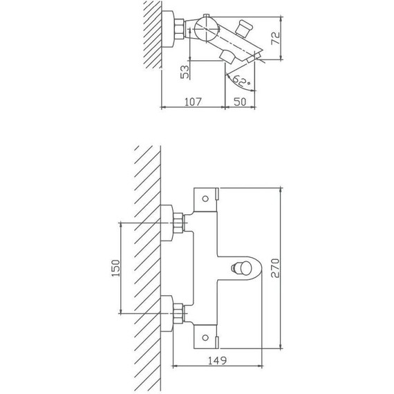 Смеситель для ванны с термостатом Haiba HB60809 - фото, картинка 3 Смеситель для ванны с термостатом Haiba HB60809 - фото 3