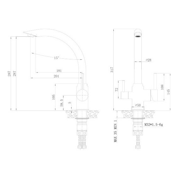 Смеситель для кухни Haiba HB70304, нержавеющая сталь - фото 2