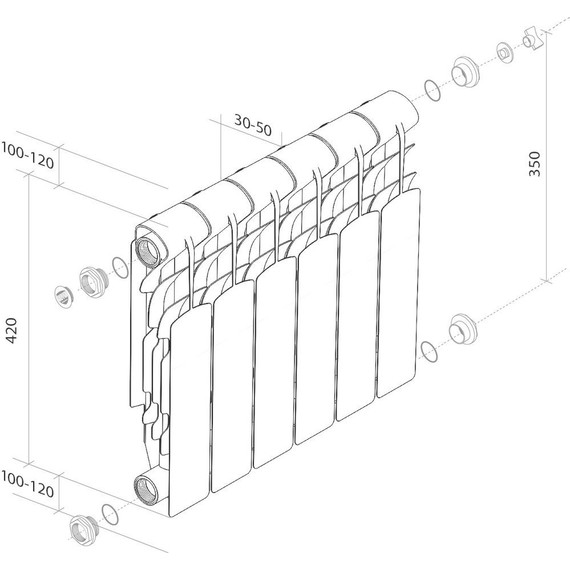 Радиатор Royal Thermo Revolution 350 640х420 мм (8 секций) - фото 5