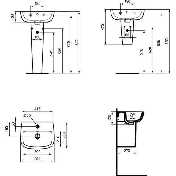 Раковина подвесная Ideal Standard Esedra 45 см T281101 - фото 4