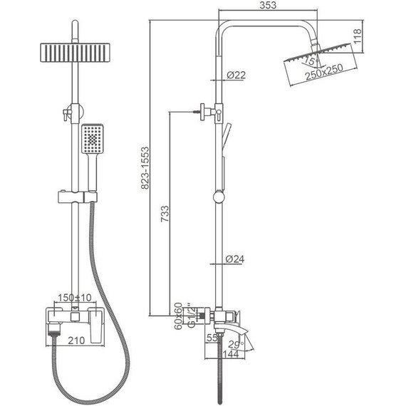 Душевая стойка Ledeme L2478 - фото 2