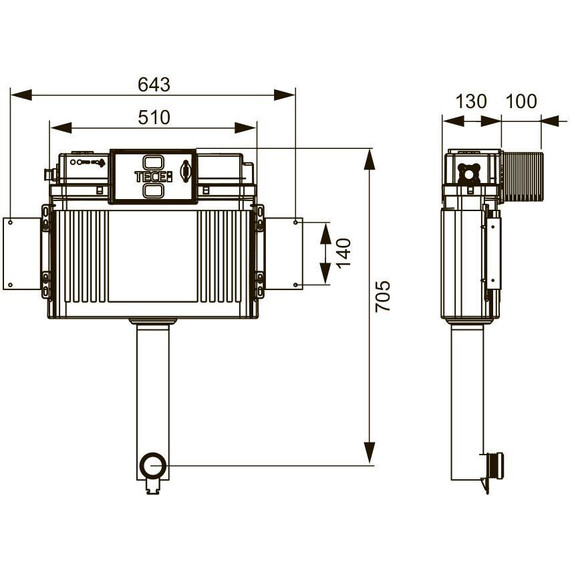 Смывной бачок скрытого монтажа TECE Uni 2.0 9041308 - фото, картинка 2 Смывной бачок скрытого монтажа TECE Uni 2.0 9041308 - фото 2