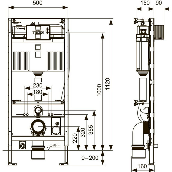 Инсталляция для подвесного унитаза TECEprofil (h = 1120 мм) 9300344 - фото 3