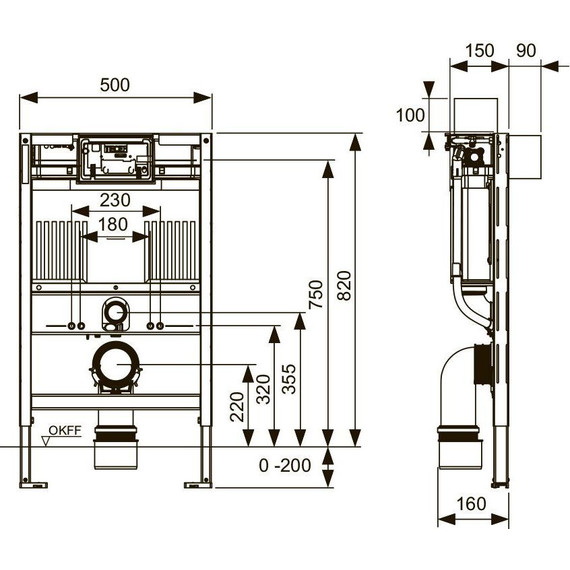 Инсталляция для унитазов-биде TECEprofil (h = 820 мм) 9300380 - фото 3