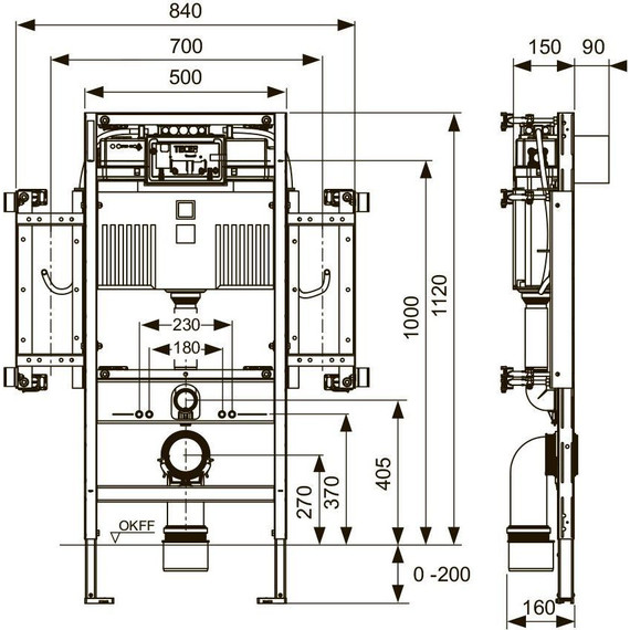 Инсталляция для подвесного унитаза TECEprofil Geronto (h = 1120 мм) 9300381 - фото, картинка 3 Инсталляция для подвесного унитаза TECEprofil Geronto (h = 1120 мм) 9300381 - фото 3