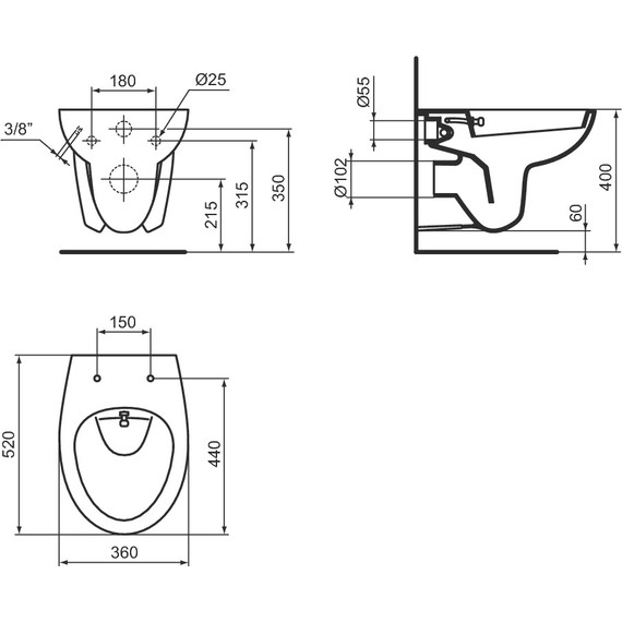 Унитаз-биде подвесной Ideal Standard Eurovit W705501 - фото 4