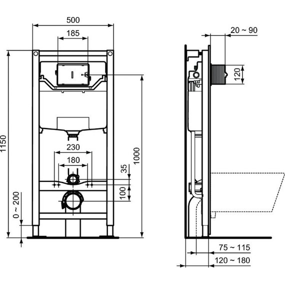 Инсталляция Ideal Standard Prosys Frame 120 M с подвесным унитазом Tesi AquaBlade T3868V1, Цвет производителя: белый - фото, картинка 13 Инсталляция Ideal Standard Prosys Frame 120 M с подвесным унитазом Tesi AquaBlade T3868V1, Цвет производителя: белый - фото 13