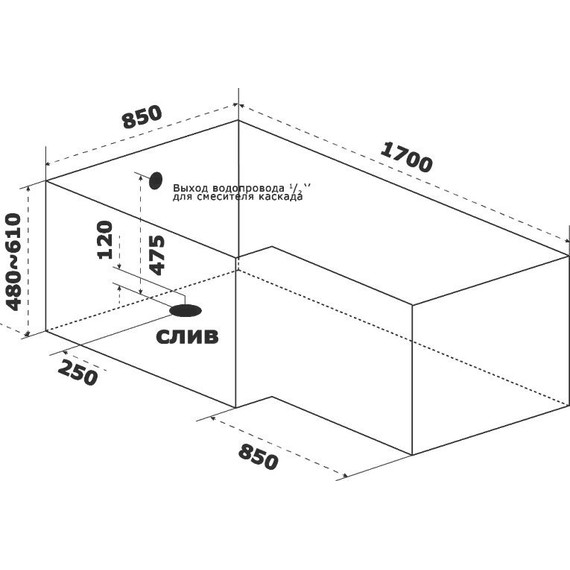 Панель фронтальная Bas Эсте 170х85 см L - фото 2